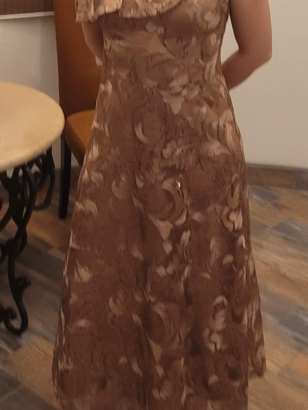 JS Collections Brown and Cream Floral Midi Dress